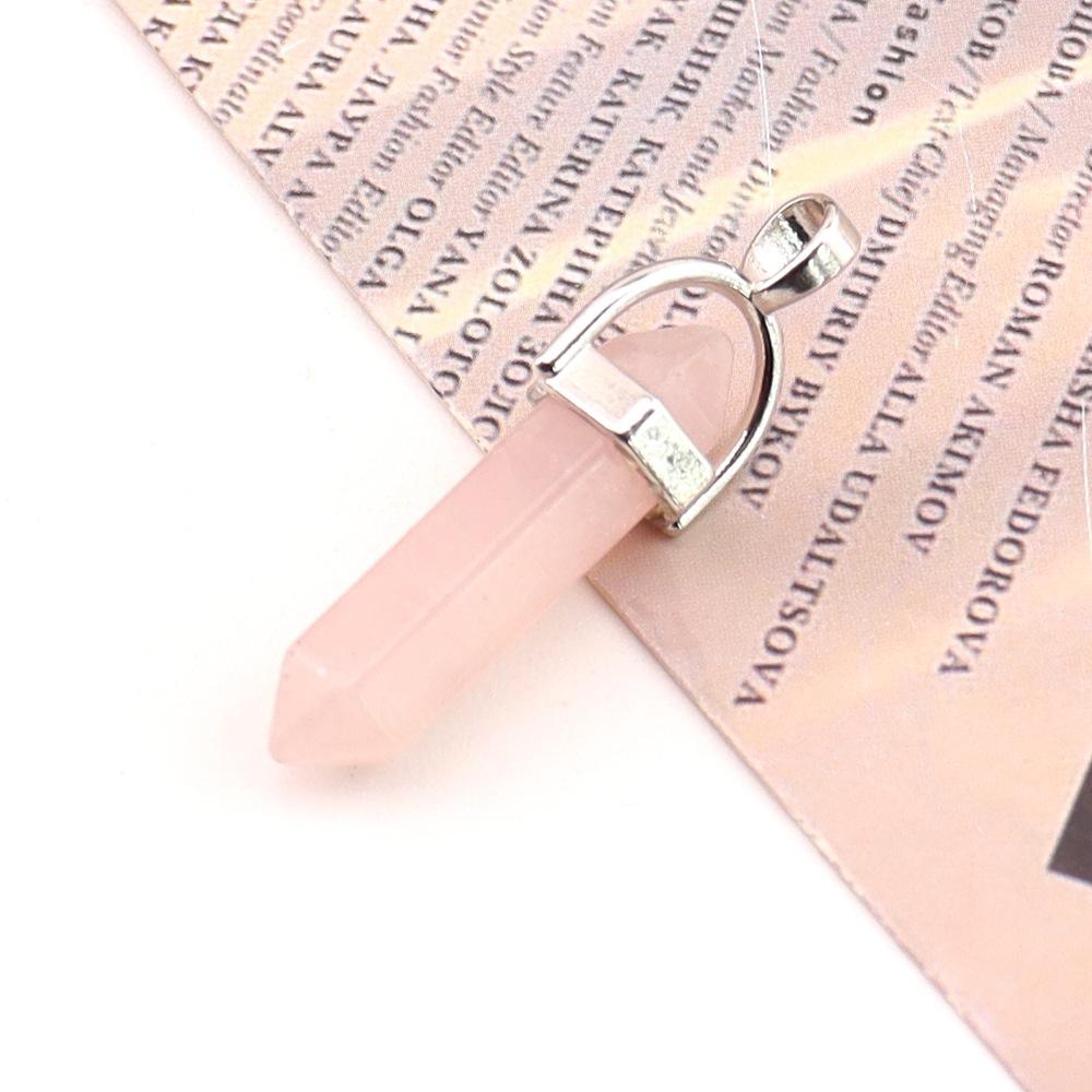 Hexagonal Column Natural Amethyst Powder Crystal Winding Hexagonal Column Pendant Handmade Bullet Necklace Jewelry N788