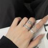 Cuban Chain Inlaid Zircon Full Diamond Open Ring Light Luxury High Sense Pair Ring Niche Design Stacked Ring