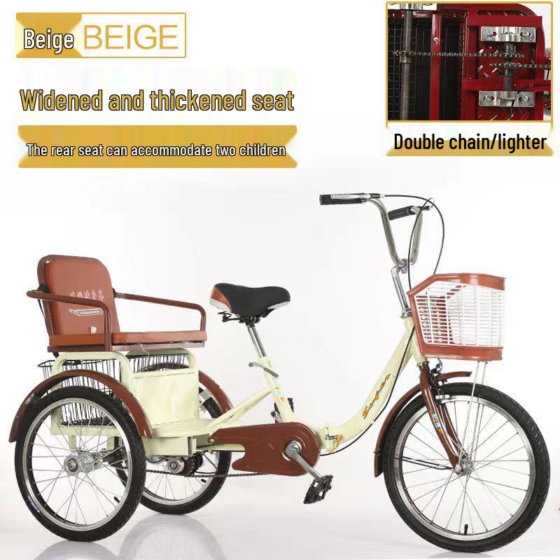 Pingxiang Adult Pedal-Powered Tricycle: Two-Seater Mobility Scooter & Rickshaw