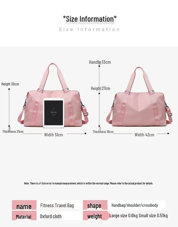 Women's Large Capacity Fitness & Yoga Travel Bag with Wet/Dry Separation