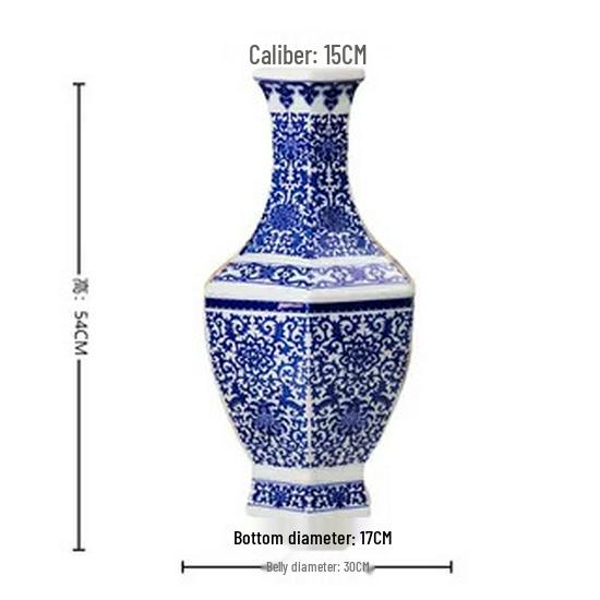 Large Antique-Style Blue and White Jingdezhen Porcelain Vase for Living Room or TV Cabinet Décor