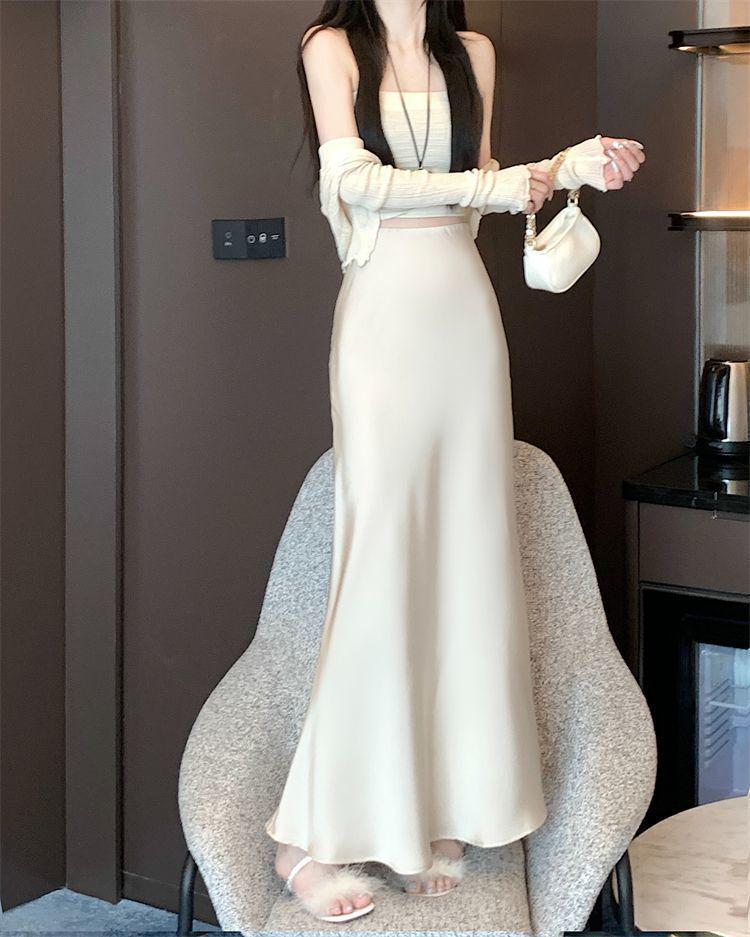 Eleganter Hochwertiger Fließender Midi-Rock: Frühling/Herbst 2026 High-Waist Hüftbedeckend Schlankmachender Meerjungfrauenstil