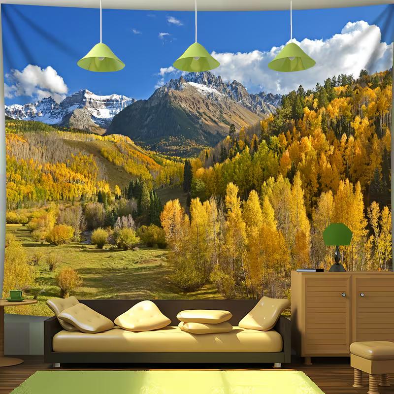 2D Scenic Nature Tapestry Colorado Autumn Mountains Wall Hanging Cloth