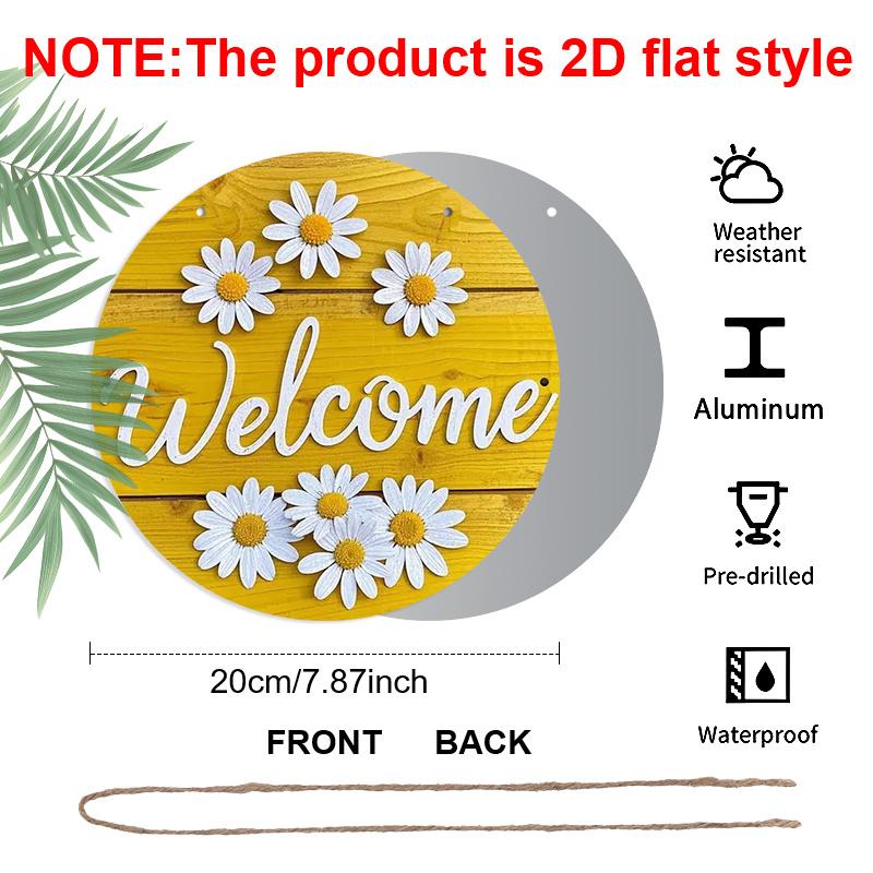 2D Flat 1pc Aluminum Decorative Daisy-Style Wall Hanging 7.87 inches × 7.87 inches Ideal for gardens, farmhouses, streets, shops, bars, cafes, family
