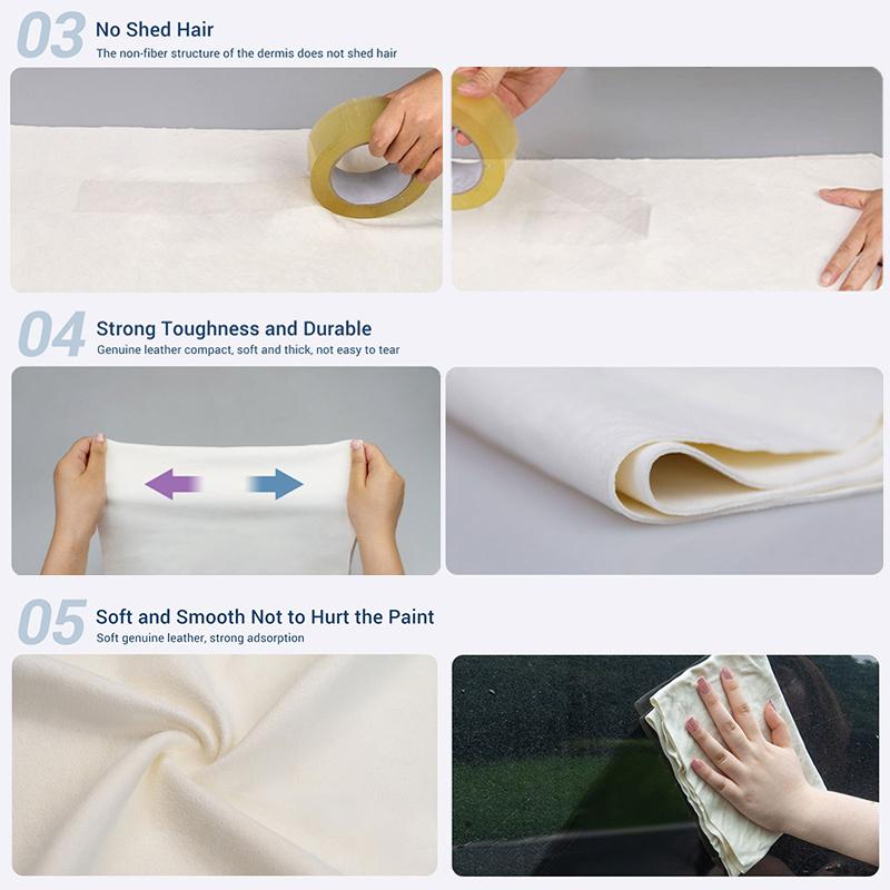 Natural Chamois Car Care Cleaning Cloth Genuine Sheepskin Wash Rag Suede Ultra Absorbent Quick Dry Towels for Car Wash Accessori