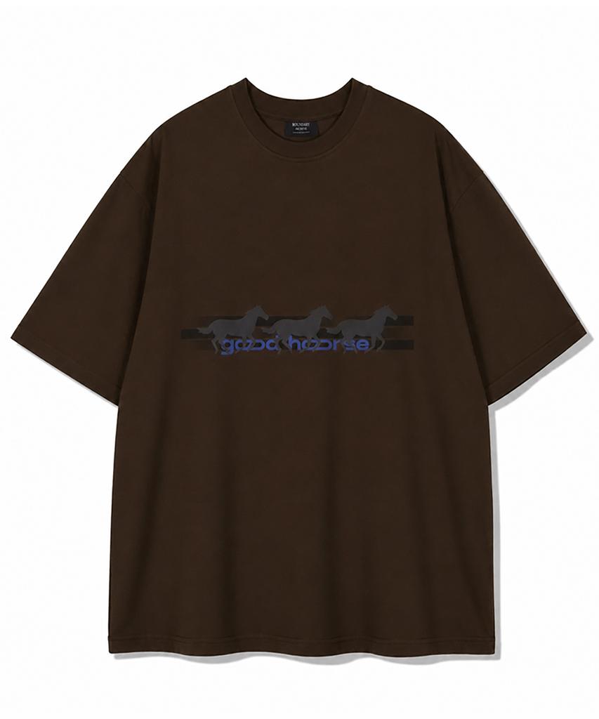 BOUNDARY Goodhorse Oversized Short Sleeve T-Shirt [Brown]