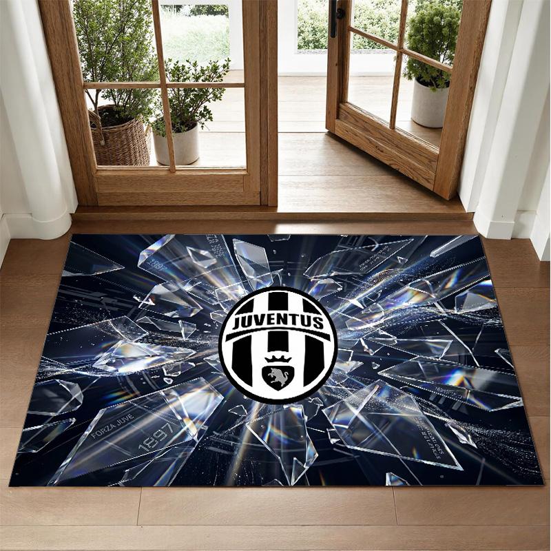 Juventus FC Design Crystal Velvet Rug Soft Decorative Mat for Bedroom Entrance