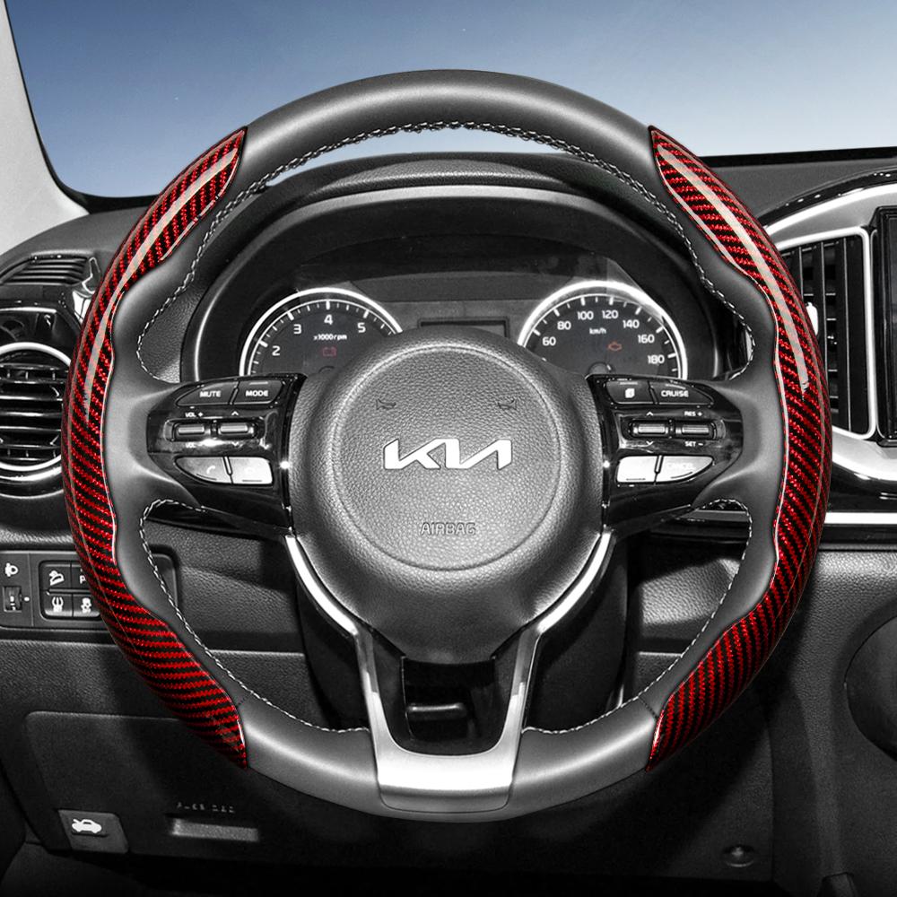 Geeignet für Kia Lenkradabdeckung mit Carbonfaser-Textur, segmentiertes Schnellverschluss-Design, langlebig, für Sportage Seltos Sorento Niro Sonet Picanto