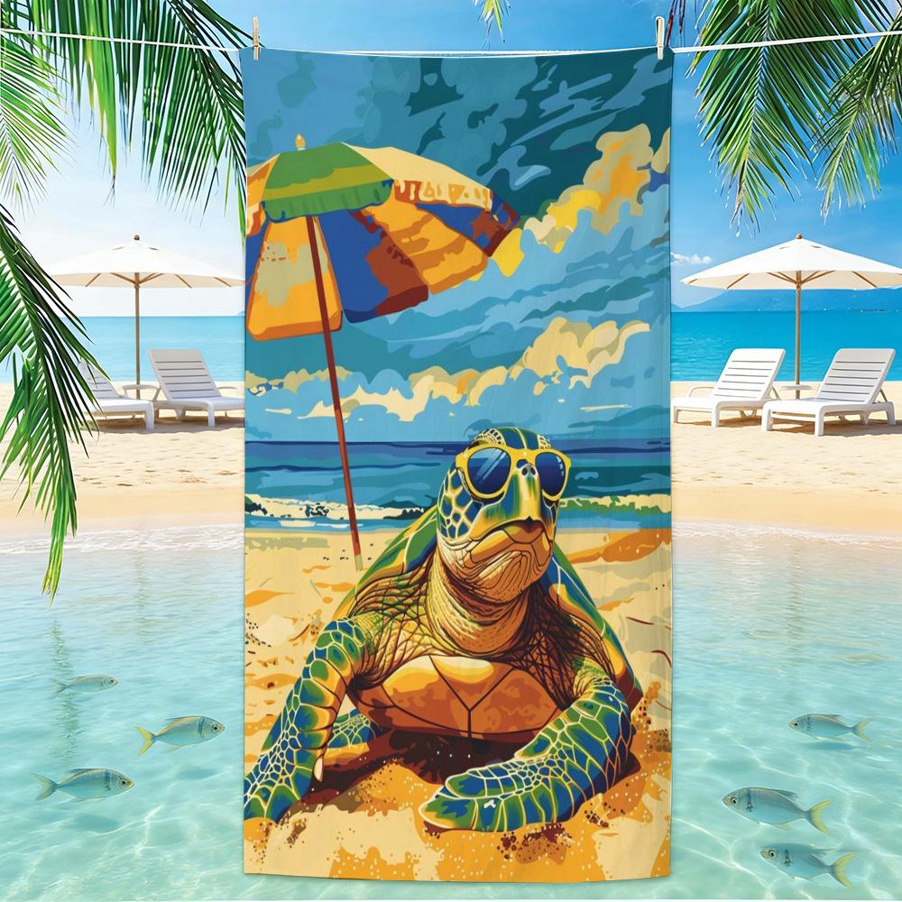 Beach Turtle Animal Printed Beach Towel, Quick Drying Absorbent Beach Towel, Outdoor Sports Swimming Beach Towel  Hair Towel