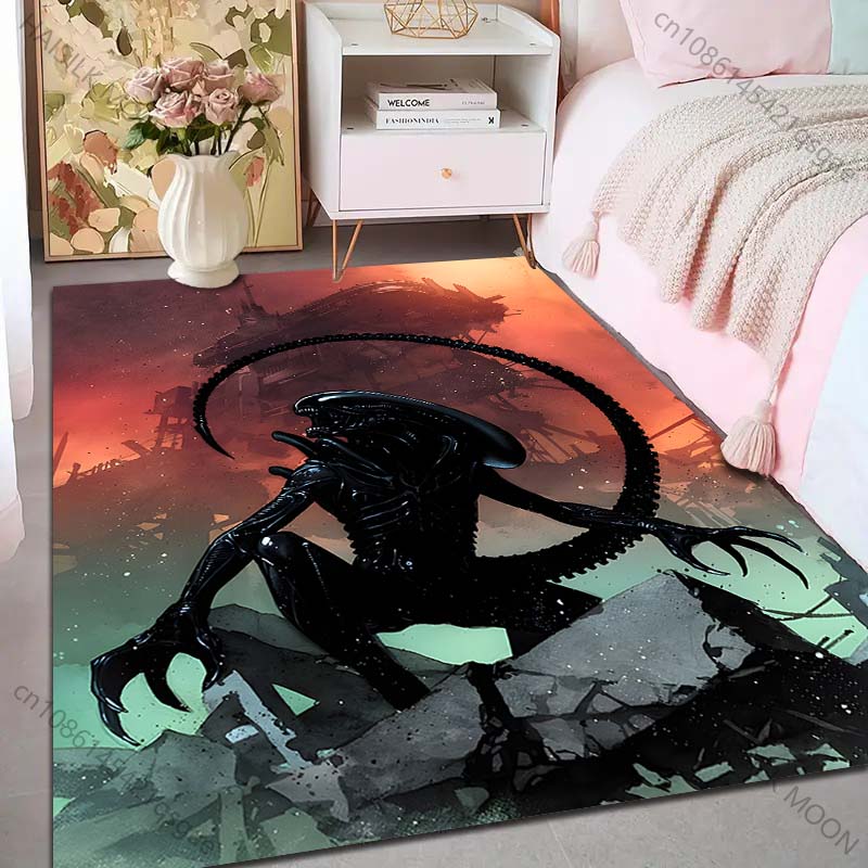 1PC Alien creature ruins sky Print Carpet Rug for Living Room Bedroom Sofa Doormat Home Decor Non-slip Floor Mat