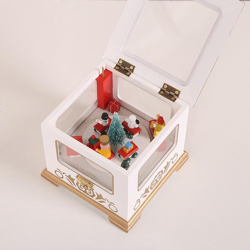 Hölzerne Weihnachtsbaum-Spieluhr-Dekoration für DIY-Fensterdekorationen