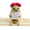 Handmade Knitting Emotional Support Cucumber Long Legged Doll with Card Cute Crochet Positive Potatoes Vegetable Doll Room Decor