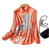 Ladies Spring Summer Smooth Long Sleeve Casual Shirt Printed Long Sleeve Office Shirt