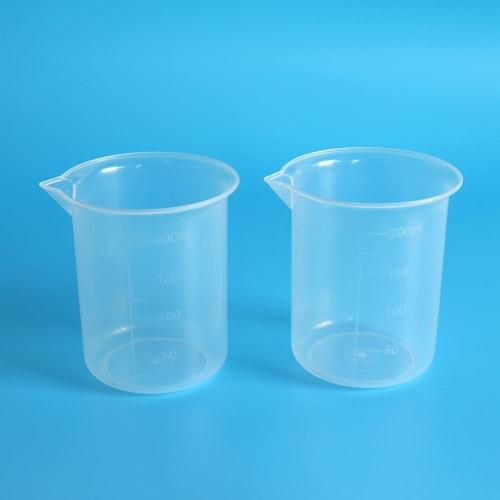 Wresetly Kitchen Lab Visual Beaker, Clear Plastic Measuring Cup Thickener, 200mL Jug with Cap, Pack of 2