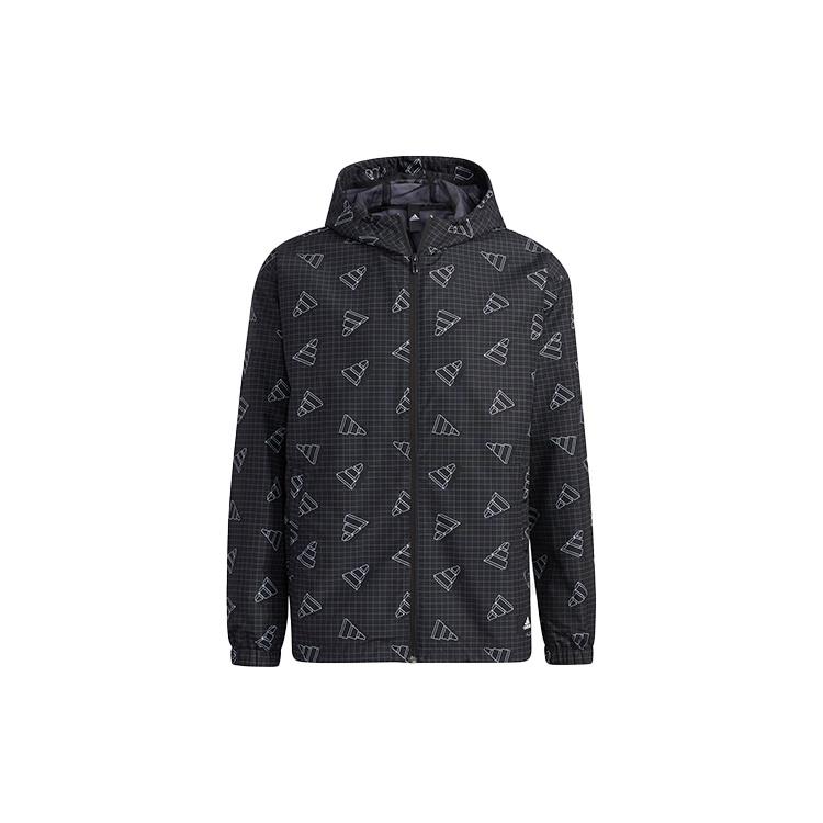 adidas Full Print Sports Loose Hooded Jacket Black Men s GP1825 M