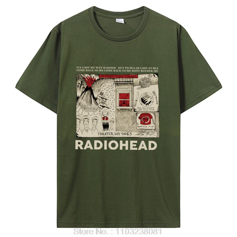 Radiohead T Shirt Vintage Hip Hop Rock Band Tshirt Unisex Music Fans Funny Prints Unisexs Short Sleeve  Cotton Harajuku Tees