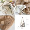 Cute Bear Faux Lamb Wool Women's Shoulder Bag Fall Winter Large Capacity Female Tote Bag Carto Embroidery Ladies Messenger Bag