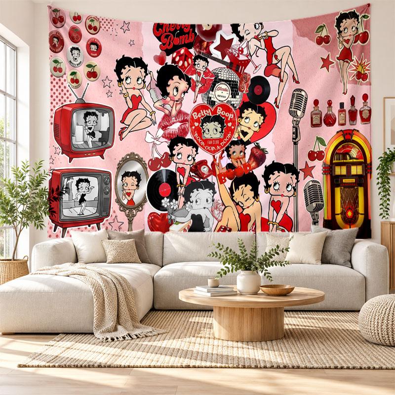 Betty Boop Wall Tapestry Home Decor Hanging Cloth Art Background Tapestry for Bedroom