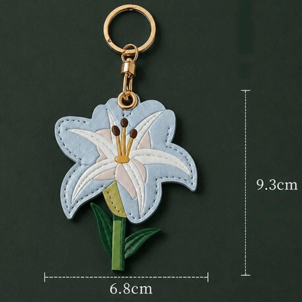 Anti-Lost Lily Leather Charm Lily Embossed Pattern Bag Hanging Pendant Bluetooth Tracker Protect