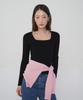 PELOTE Square Neck Knit Top (Black)