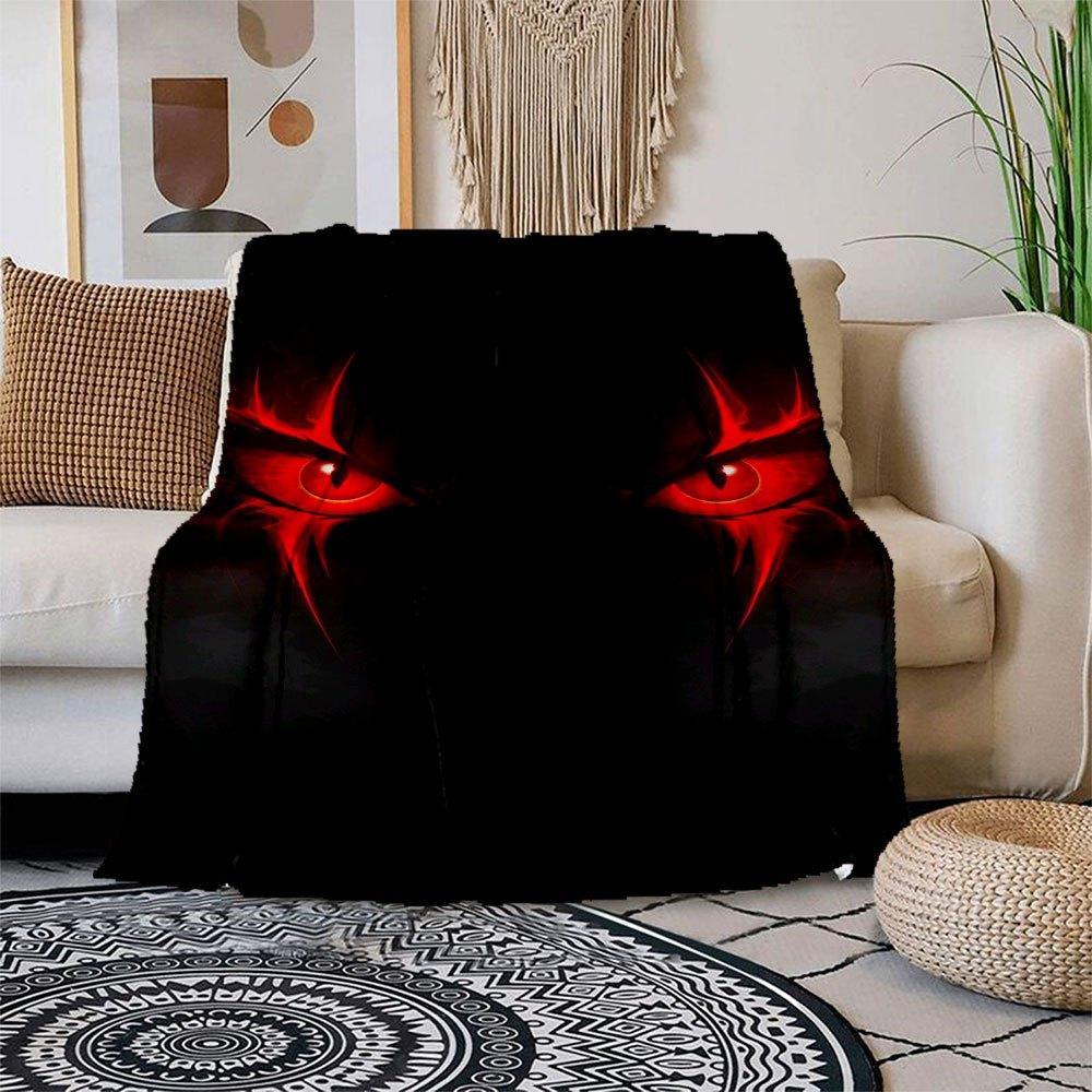 

Fiery Red Devil Eyes Phone Wallpaper Blanket Flannel Throw Blanket for Sofa, Bed, Travel, Camping, Office 100x150cm