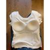 women ribbed knit t-shirt short sleeve bow back cut-out casual form-fitting cropped tee with built-in bra