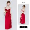 Women's Satin Lace Sheer Padded Slit Sleep Dress with Robe Lounge Set