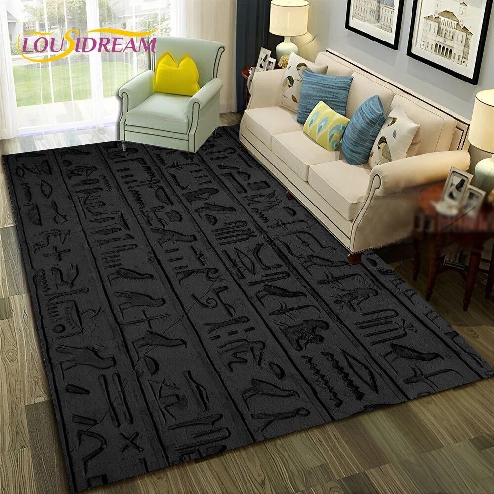 Ancient Egyptian Hieroglyphics Symbol Carpet Rug for Home Living Room Bedroom Sofa Doormat Decor,kid Area Rug Non-slip Floor Mat