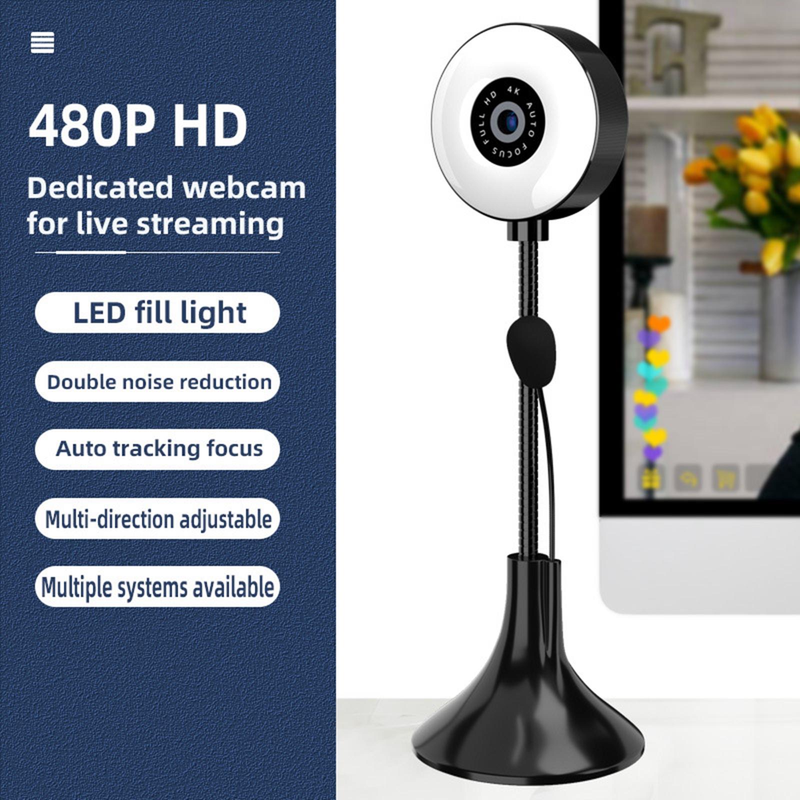 

4K Rotatable 4K Lens Group Non-Slip Base Wide Field of View with Microphone Full HD USB for Webcast Laptop Youtube Skype