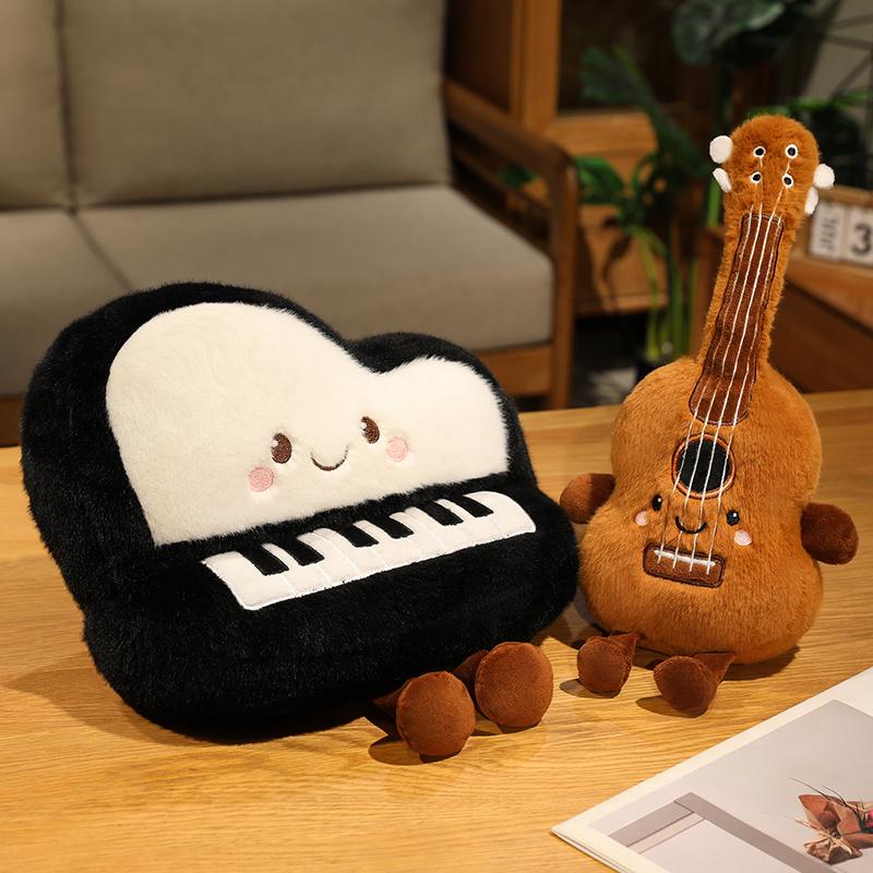 Urocze pluszowe zabawki muzyczne Miękka skrzypce Gitara Fortepian Okrągły bęben Pluszowe lalki Instrumenty Prezenty dla dzieci Miłośnik muzyki Wystrój domu
