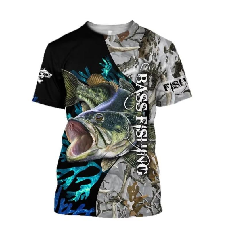 Vintage T Shirt for Mens Fishing 3D Print Outdoor Sports Short Sleeve Top Casual Man's T-shirt Loose Tee Streewear Men Clothing