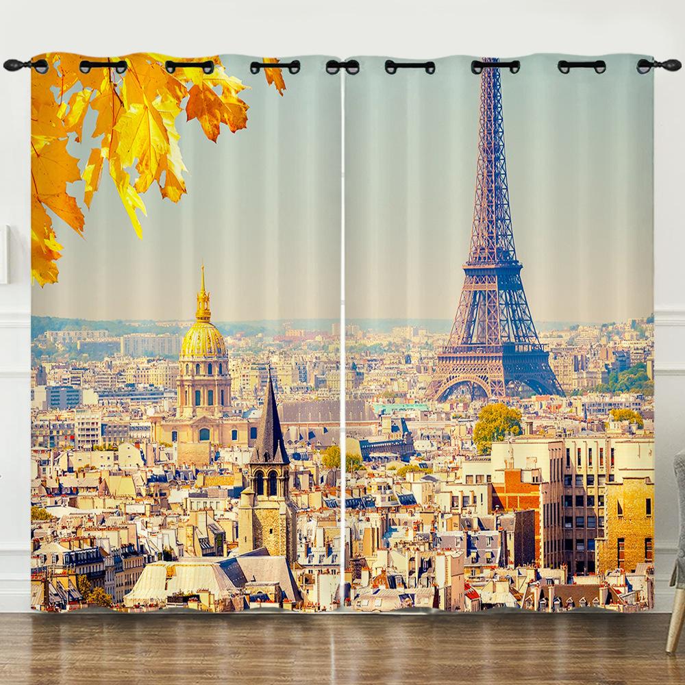 Curtains Urban Scenery Series 3D Digital Printing High Density Blackout Diy Curtains
