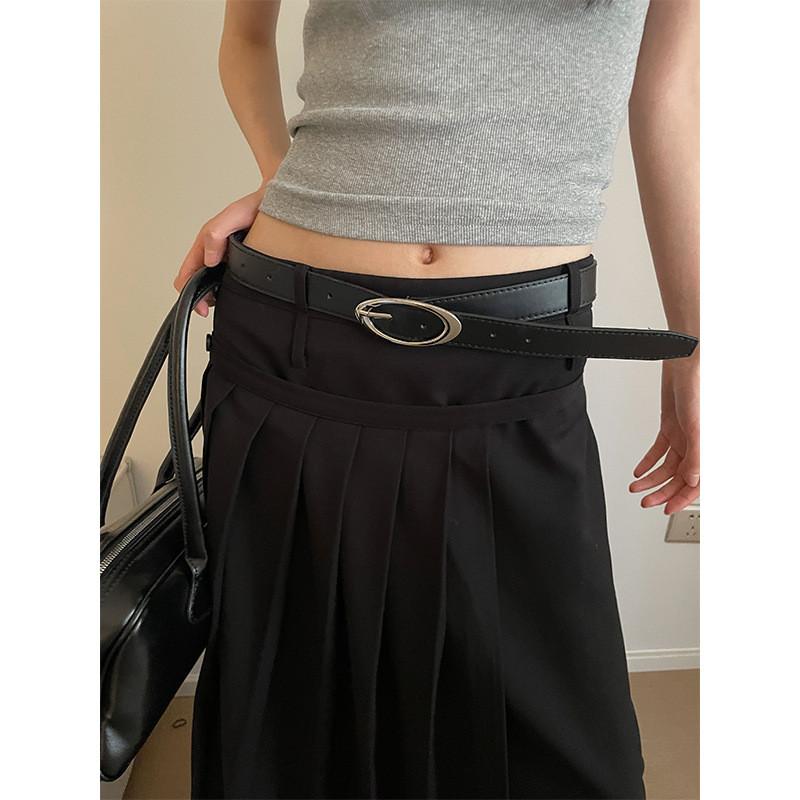 Modischer Damen Gürtel im koreanischen Stil mit unregelmäßiger ovaler Metallschnalle für Kleider und Hosen
