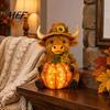 Lumières de nuit à l'atmosphère chaleureuse Lampe Vache des Highlands Solaire, Statue Tournesol avec Citrouille Illuminée, Résine Résistante aux Intempéries Décor de Patio Lumière LED pour