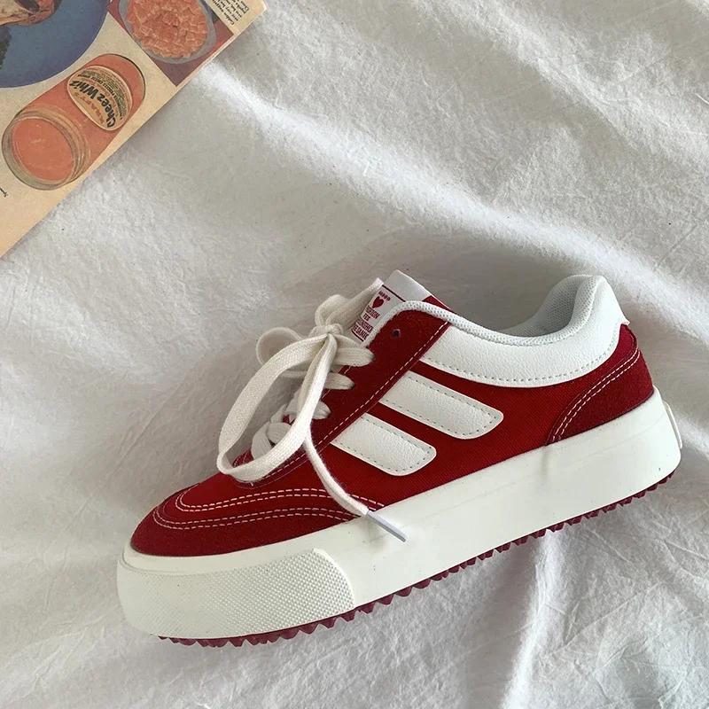 Fashion Spring Autumn Women Casual Canvas Breathable Platform Vulcanized Shoes Female Chunky Flat Sport Jogging Sneakers Tennis Trainers