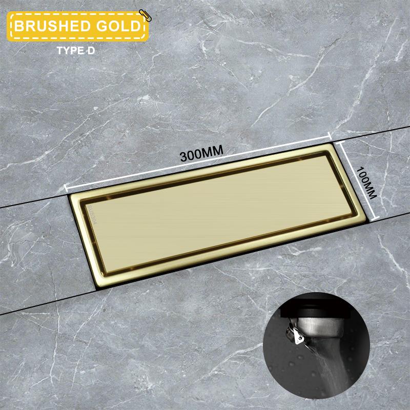 Kartáčované Zlato Neviditelný Dlaždicový Podlahový Odtok Nerezová Ocel 304 Sítko na Nečistoty Deodorant Podlahový Odtok Koupelnové Kuchyňské Doplňky