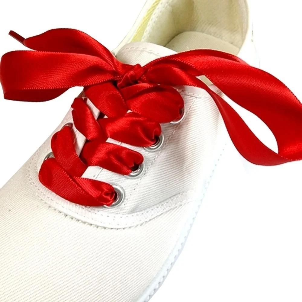 1Pairs Fashion 100CM Flat Silk Ribbon Shoelaces Shoe Laces Sneaker Sport Shoes Lace Shoelaces Shoe Laces Shoe Accessories красный