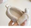 Girls' Winter Cotton Loafers with Bows - Cozy Low-Top Furry Shoes for Toddlers and Kids