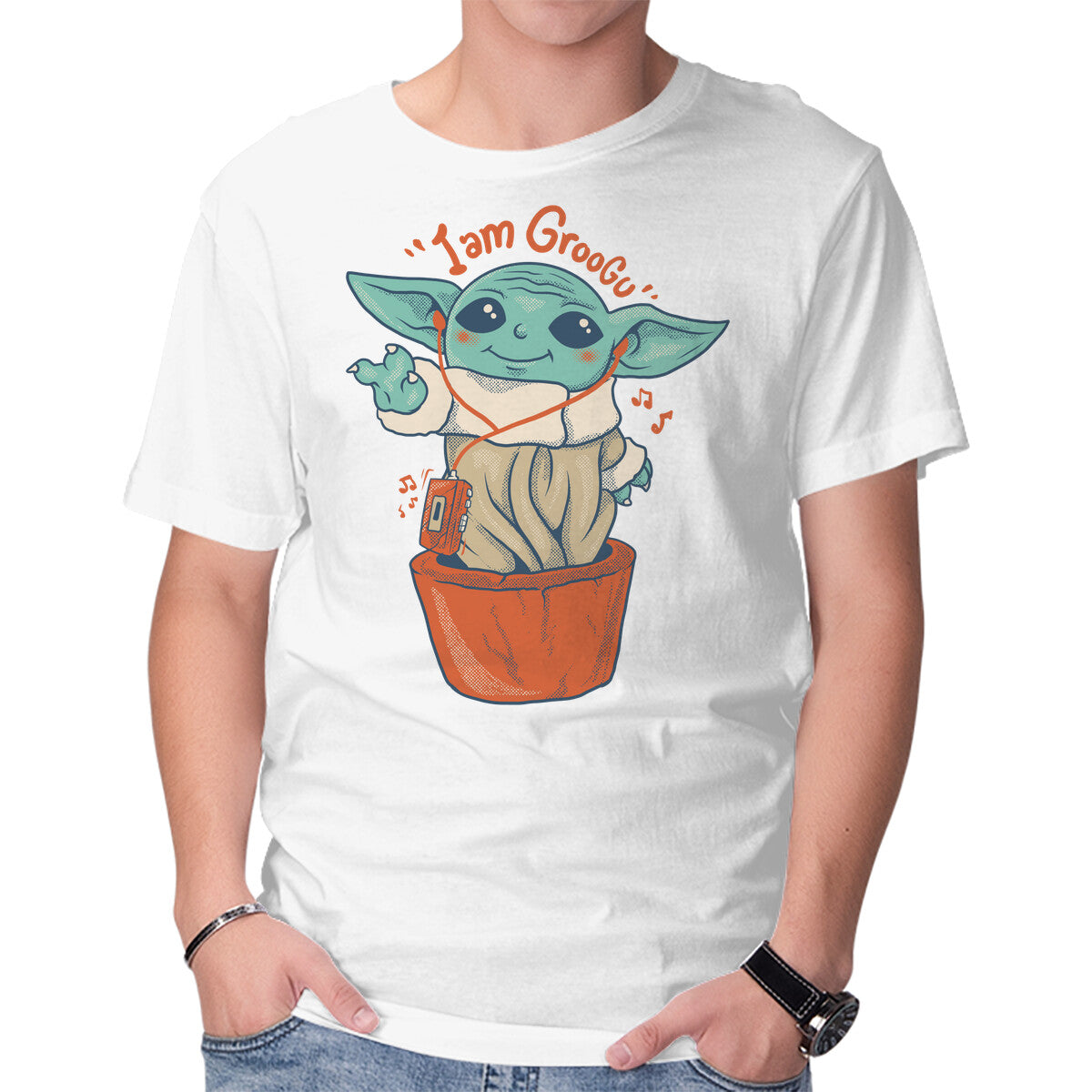 Unisex Crew Neck T-Shirt I Am Groogu Graphic Short Sleeve Casual Tee L