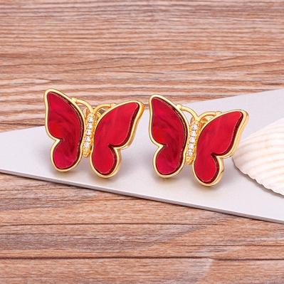 

New Design Hot Sale Fashion Luxury 9 Colors Shell Boho Butterfly Stud Earrings for Women Lucky Romantic Anniversary Jewelry красный