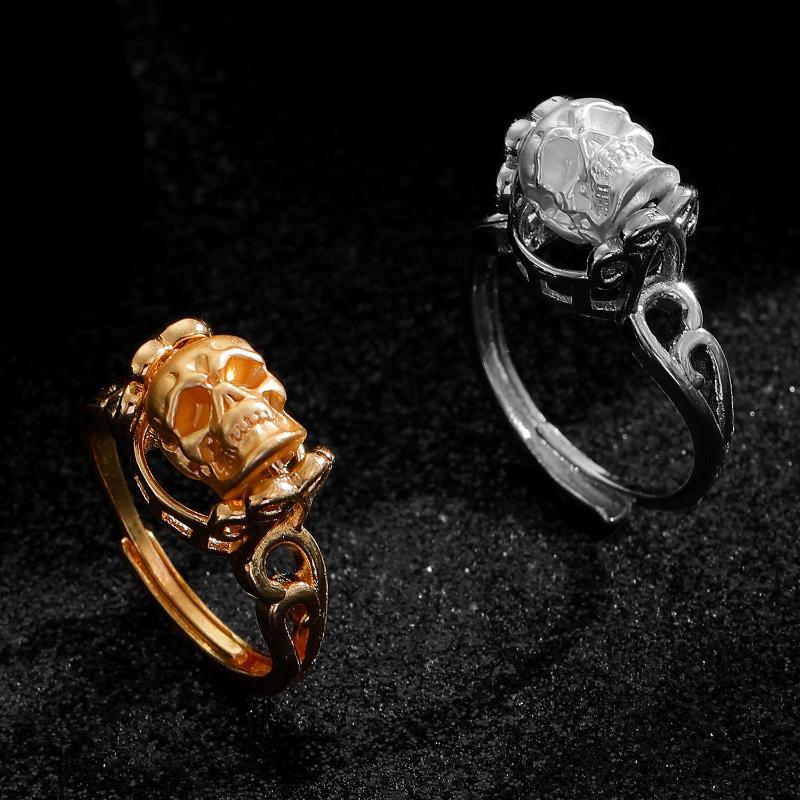 Gothic Dark Style Color Blocked Skull Ring For Men And Women Daily Charming Jewelry Gift