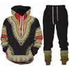 Afrikanischer Dashiki-Hoodie/Anzug für Herren, lässig, 3D-gedruckt, Ethno-Stil, Sweatshirt, Hose, Set für Herren/Damen, Folk-Custom Streetwear-Trainingsanzug