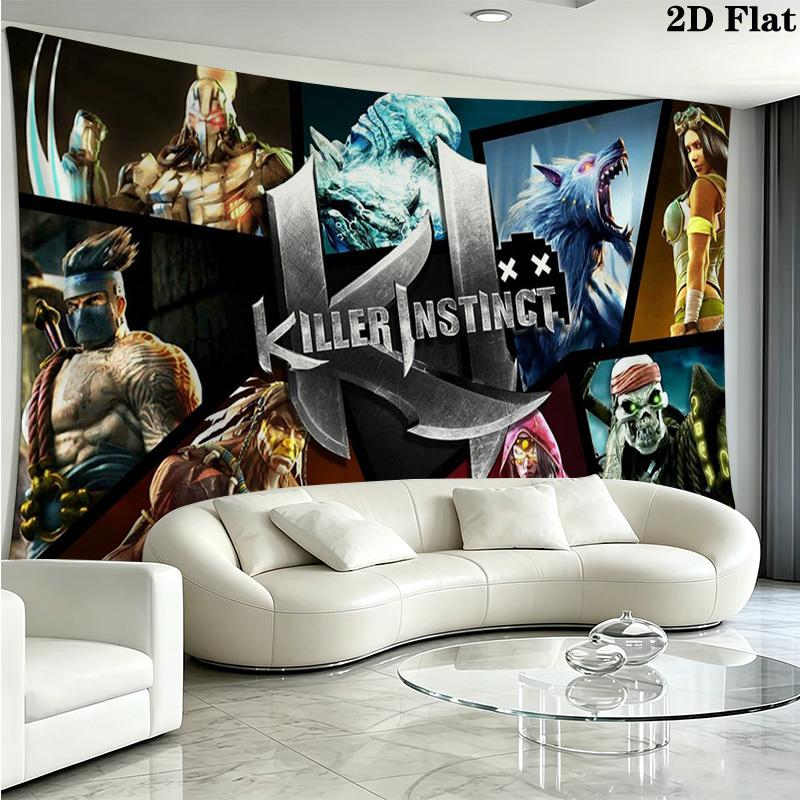 KILLER INSTINCT Wall Tapestry Aesthetic Wall Hanging Printed Fabric Blanket Decorative Tapestries for Bedroom Living Room Home Decor