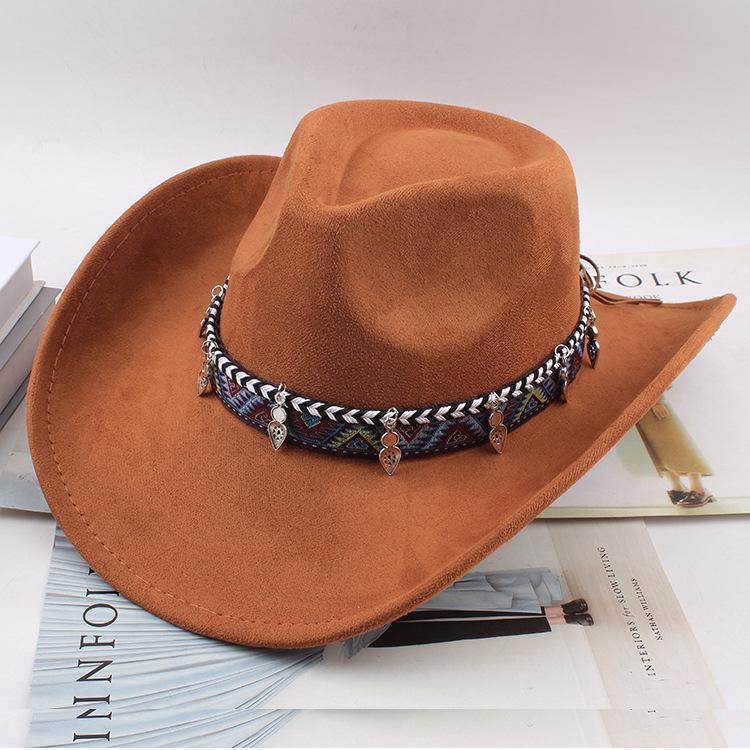 Western Cowboy Style Tibetan Fashion Top Hat Autumn/Winter New Collection Deer Skin Velvet Large Edge Riding Hat