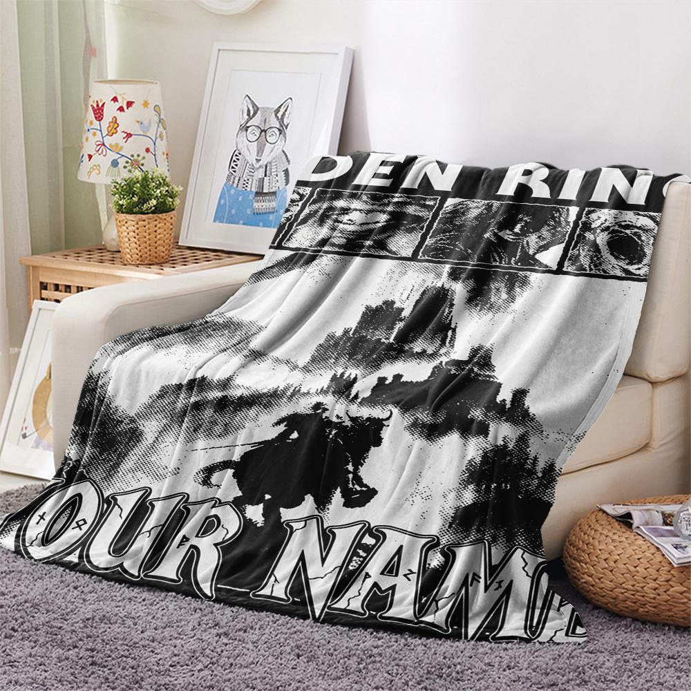 1PC Custom Name Elden Ring Patterned Flannel Blanket Suitable For All Seasons for Home Decor Warmth and Comfort Gifts Holiday Present