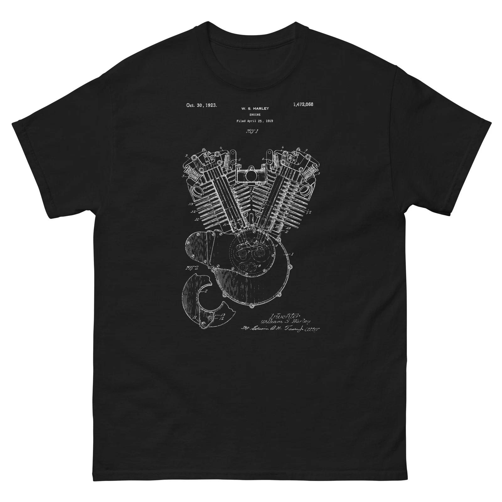 1923 Motorcycle Engine US Patent Harley Davidson Vintage Unisex Classic T-Shirt M