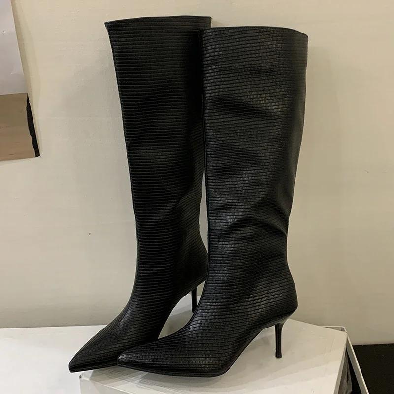 Eilyken Street Style Thin High Heels Pointed Toe Women Knee-High Boots Autumn Winter Party Prom Ladies Shoes