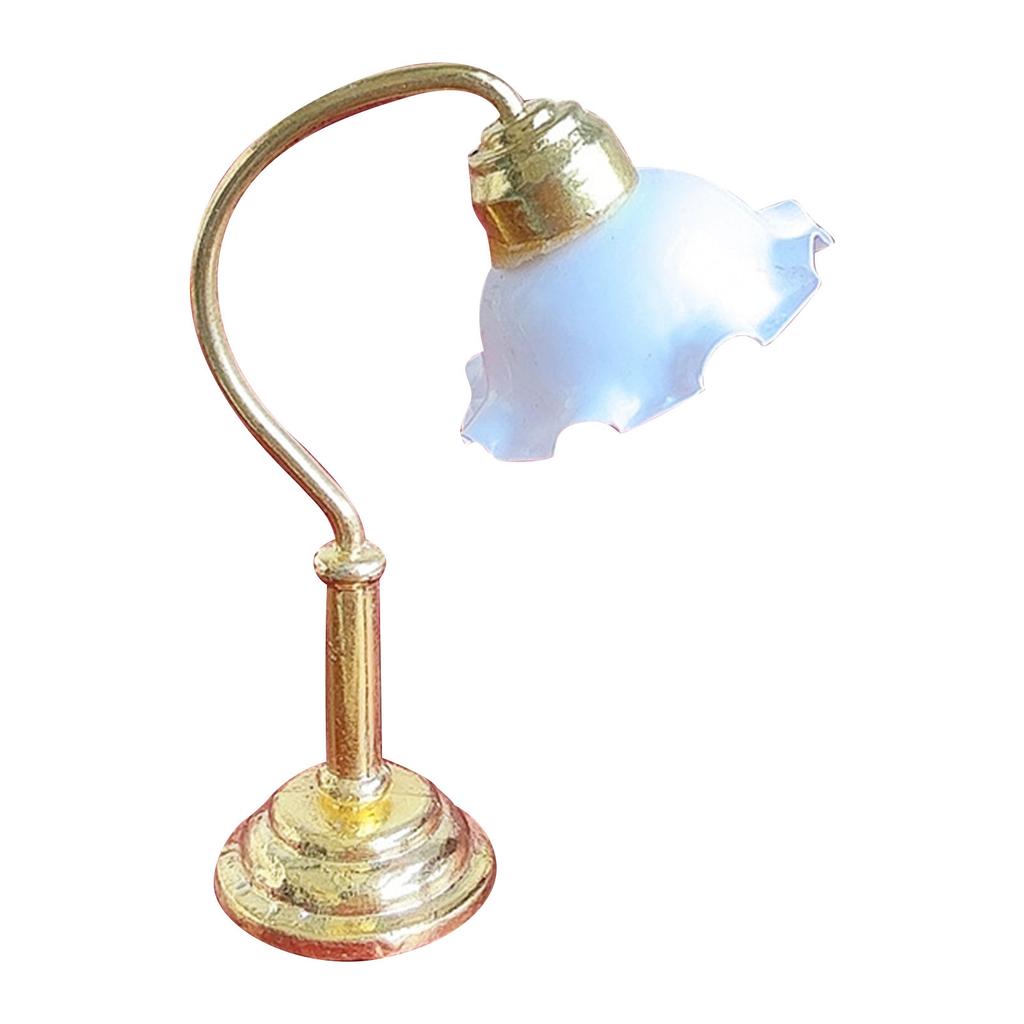 Living Room White Table Lamp Figure Model Realistic Lampshade Vintage Life Scene Doll House Pretend Game Furnishings