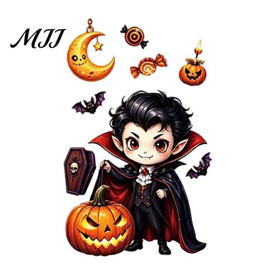 Decorative Vampire Clings Halloween Static Window Clings, Pumpkin Ghost Mummy Cartoon Decals, Easy Paste Art Self-Adhesive for Glass Door Mirror Shop