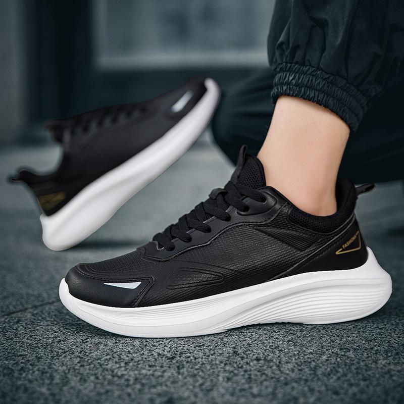 Fashion 2025 Man Leather High-quality Casual Breathable Flat Non-slip Tennis Shoes Outdoor Trendy Walking Shoes for Men